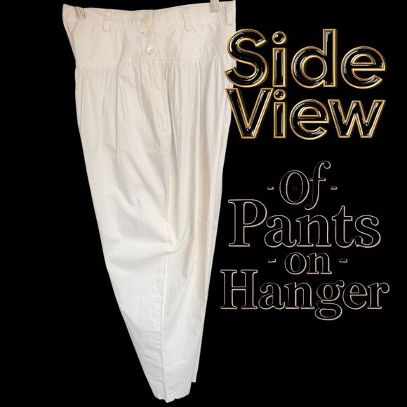 Y2K WOMENS Pants DropWaist Pleated Tapered Creamy White 100% Cotton BOHO SZ11 - Picture 7 of 11
